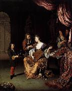 Willem van Mieris The Lute Player oil painting on canvas